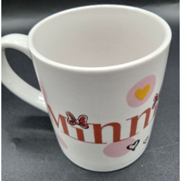 Disney Minnie Mouse Ceramic Coffee Cup White Pink Drinking Mug Hearts Polka Dot - Picture 7 of 16